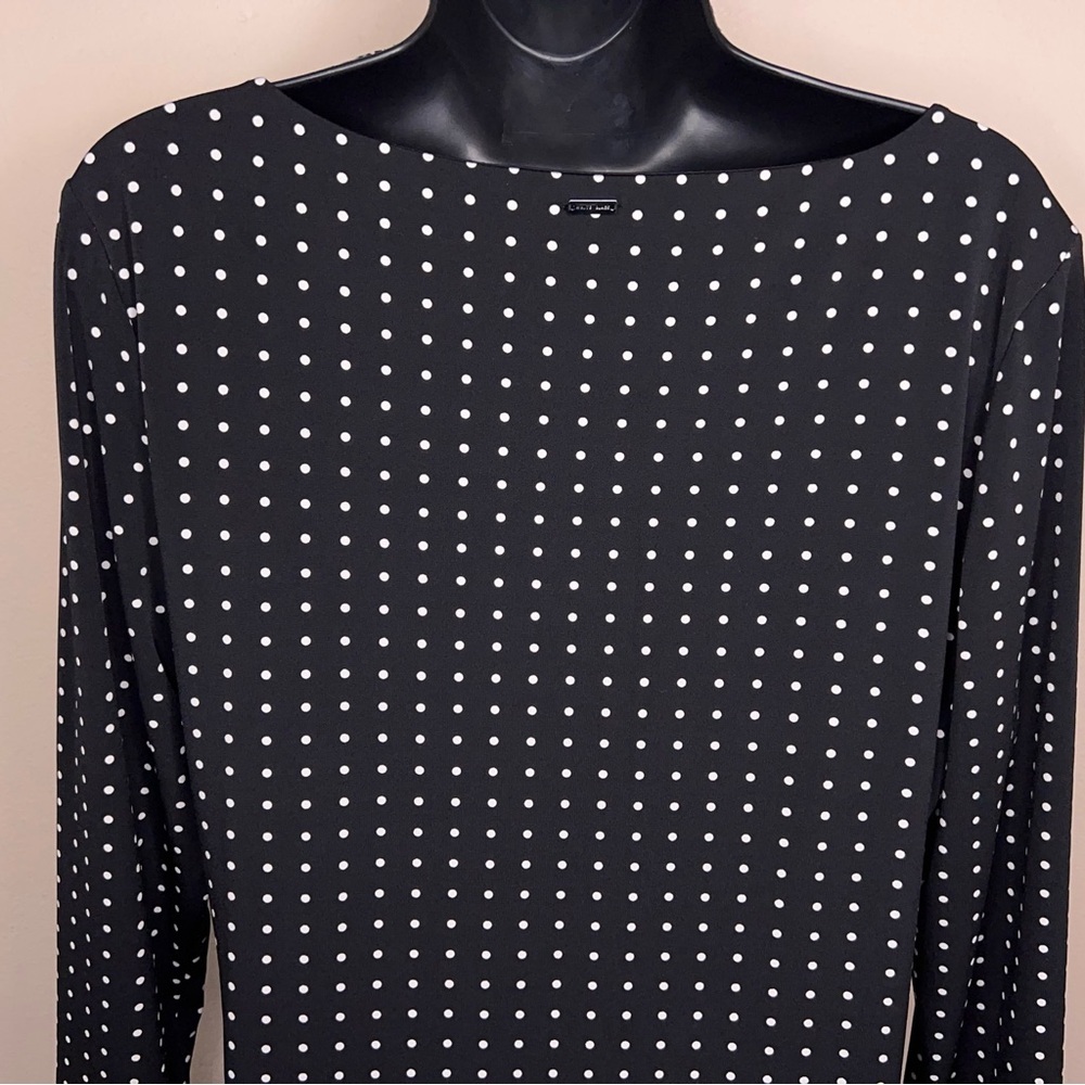 White House Black Market Black Polka Dot Long Sleeve Blouse - Picture 8 of 15